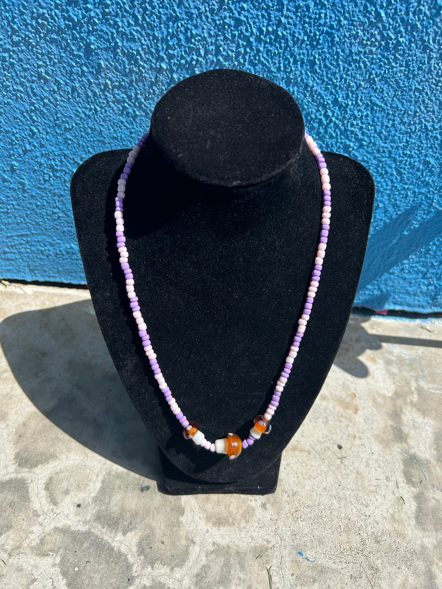 Pink W/ Purple Mushroom Necklace