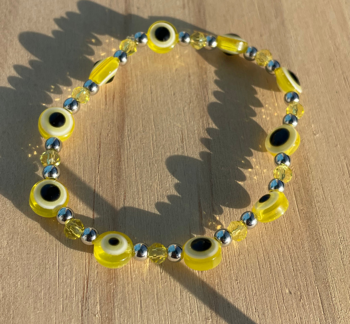 Yellow Evil Eye Bracelet (Large Eyes)