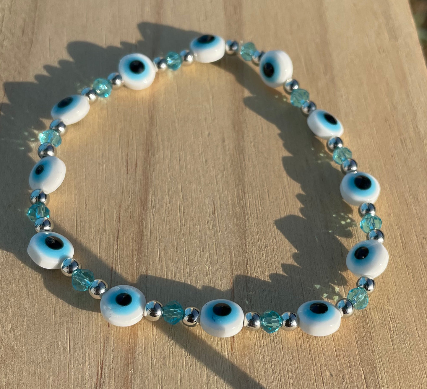 White Evil Eye Bracelet (Large Eye)