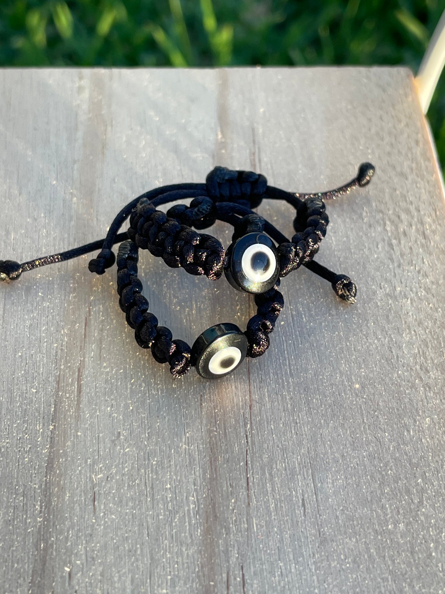 Black Evil Eye Rope Ring