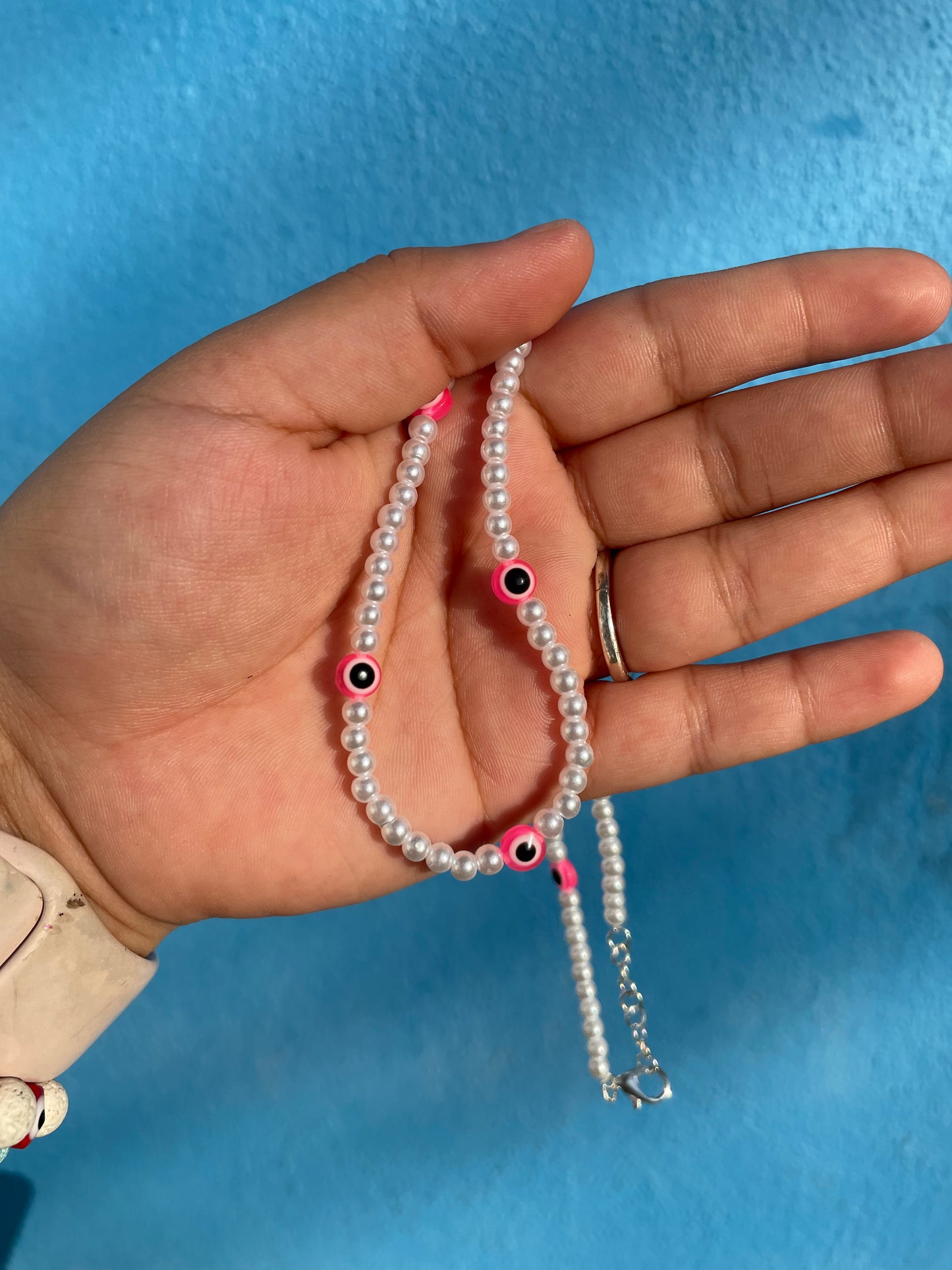 Violet Pearl Evil Eye Necklace