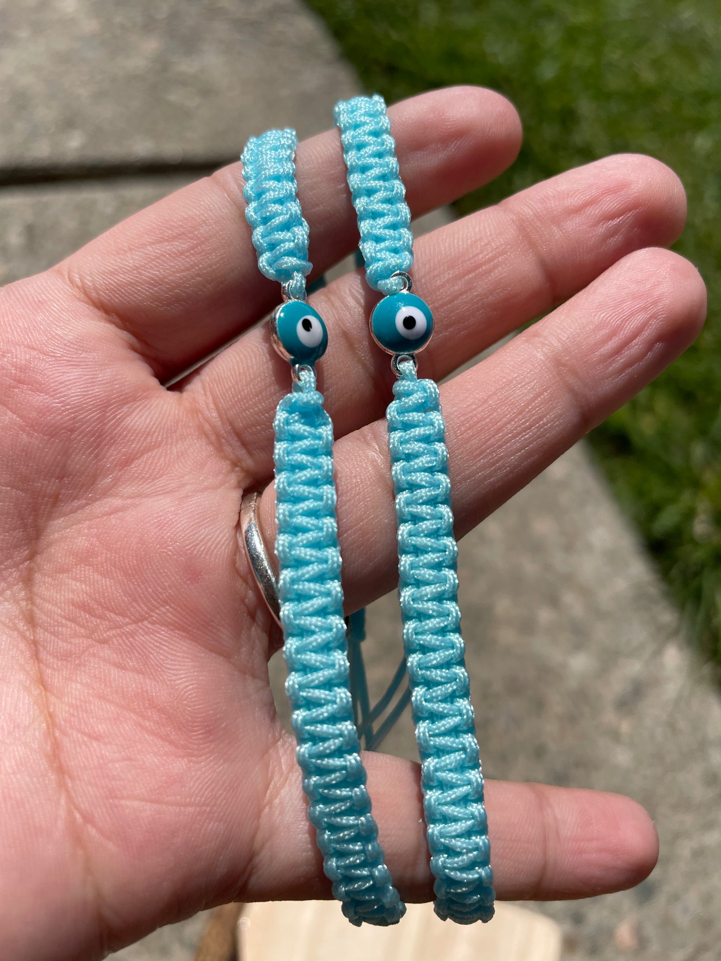 Teal Evil Eye Rope Bracelet