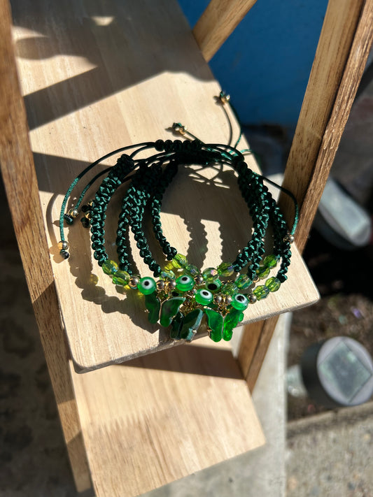 Dark Green W/ Forest band Butterfly Bracelet