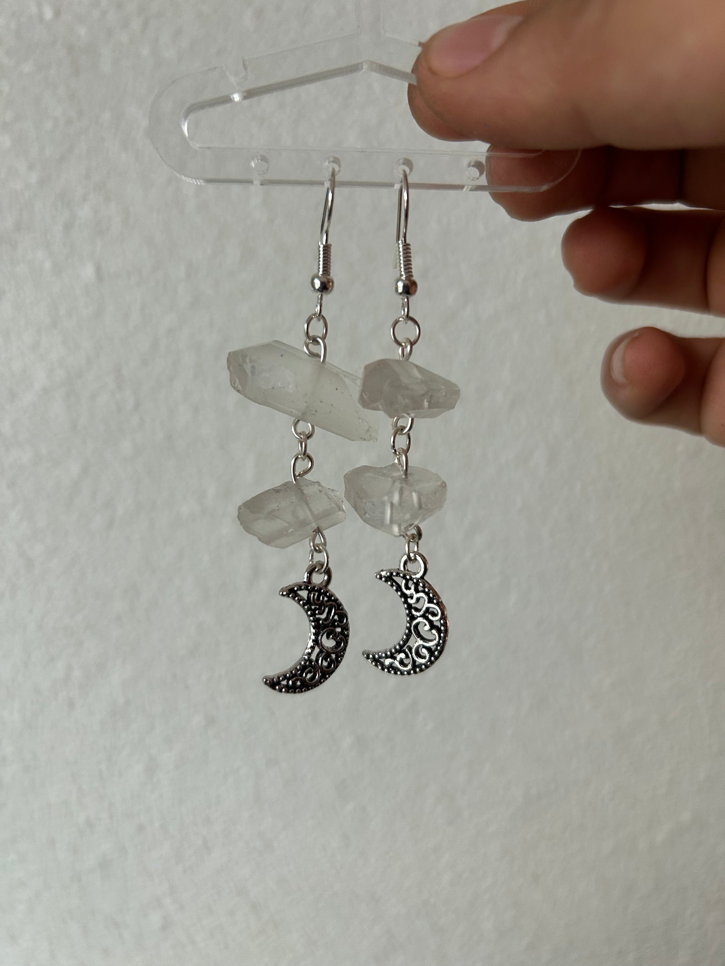 Moon Clear Quartz Earrings