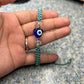 Sage Green Heart Evil Eye Bracelet