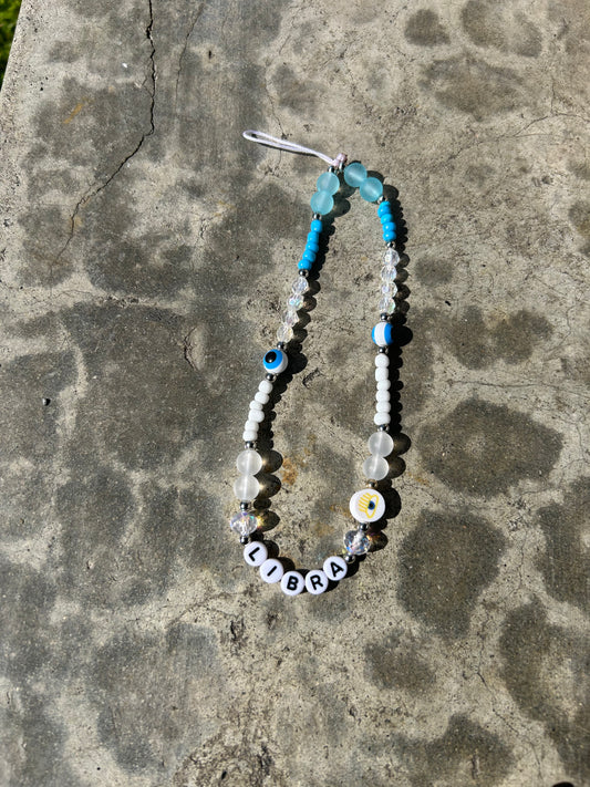 Libra Blue & White Phone Charm