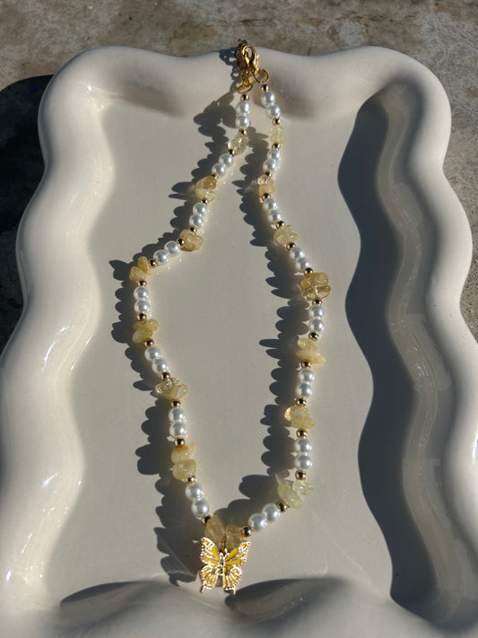 Citrine Yellow Butterfly Necklace