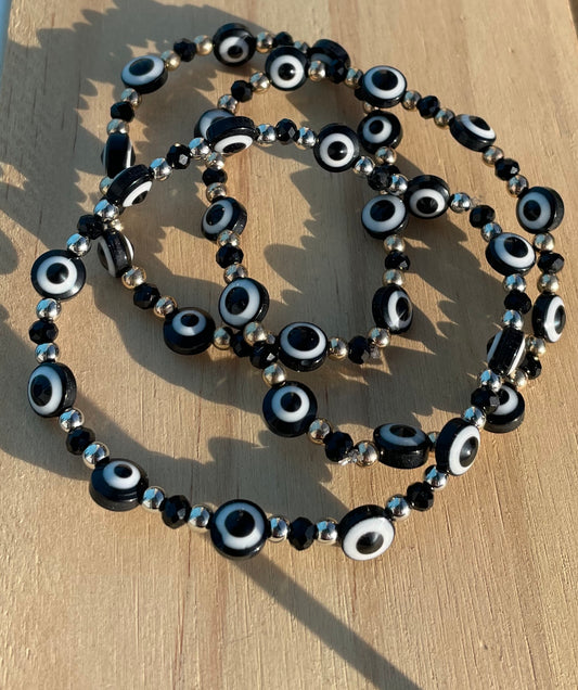 Black Evil Eye Bracelet (Large Eyes)