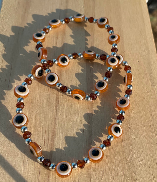 Brown Evil Eye Bracelet (Large Eyes)