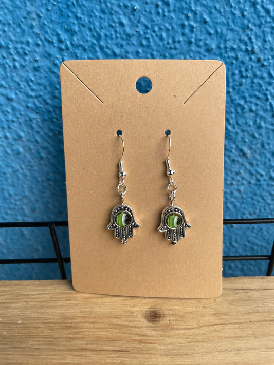Light Green Evil Eye Earrings