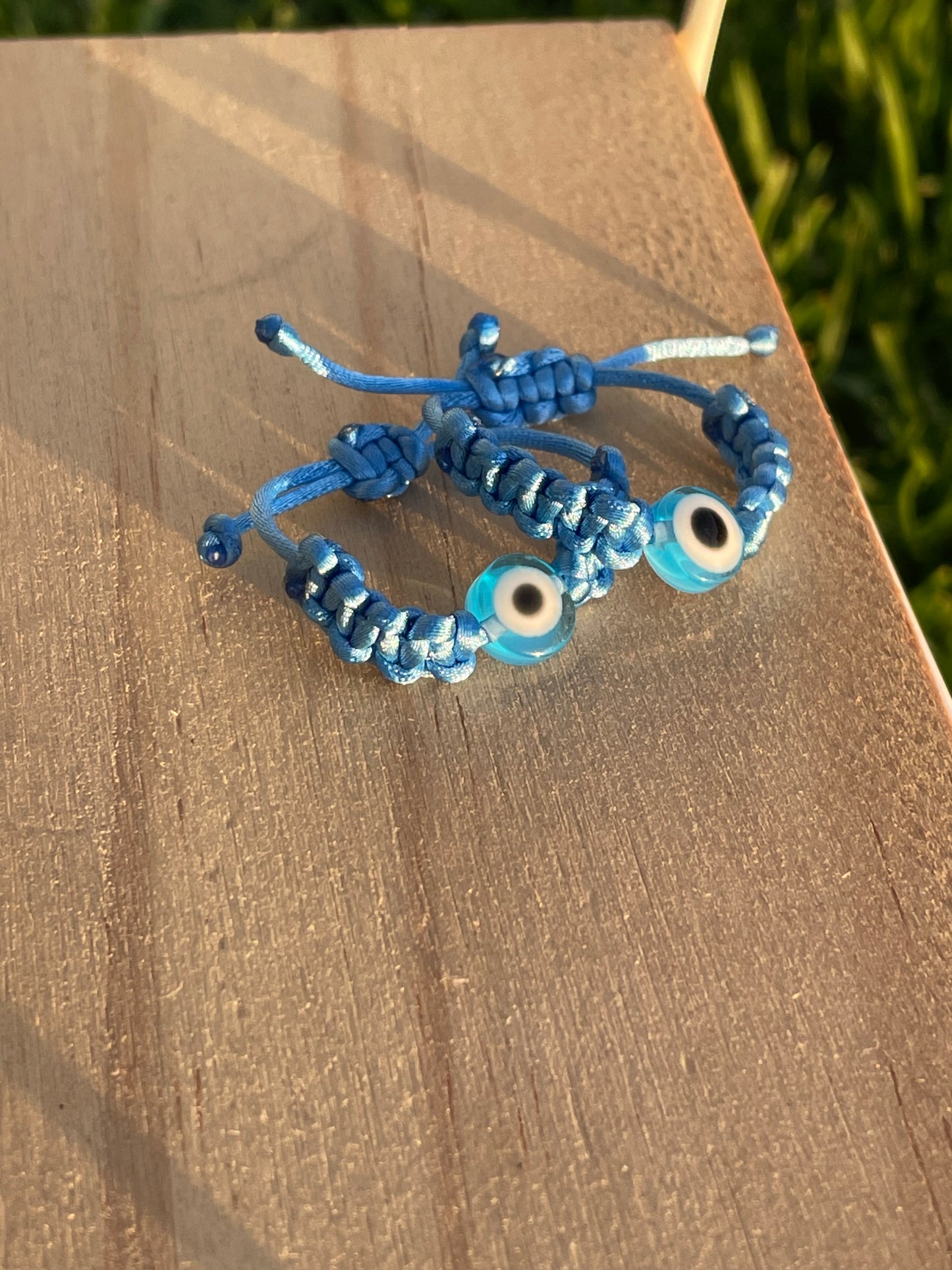 Light Blue Evil Eye Rope Ring