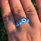 Light Blue Evil Eye Rope Ring