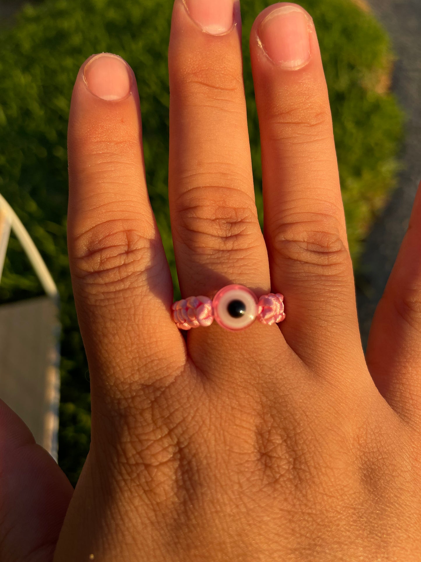Pink Evil Eye Rope Ring