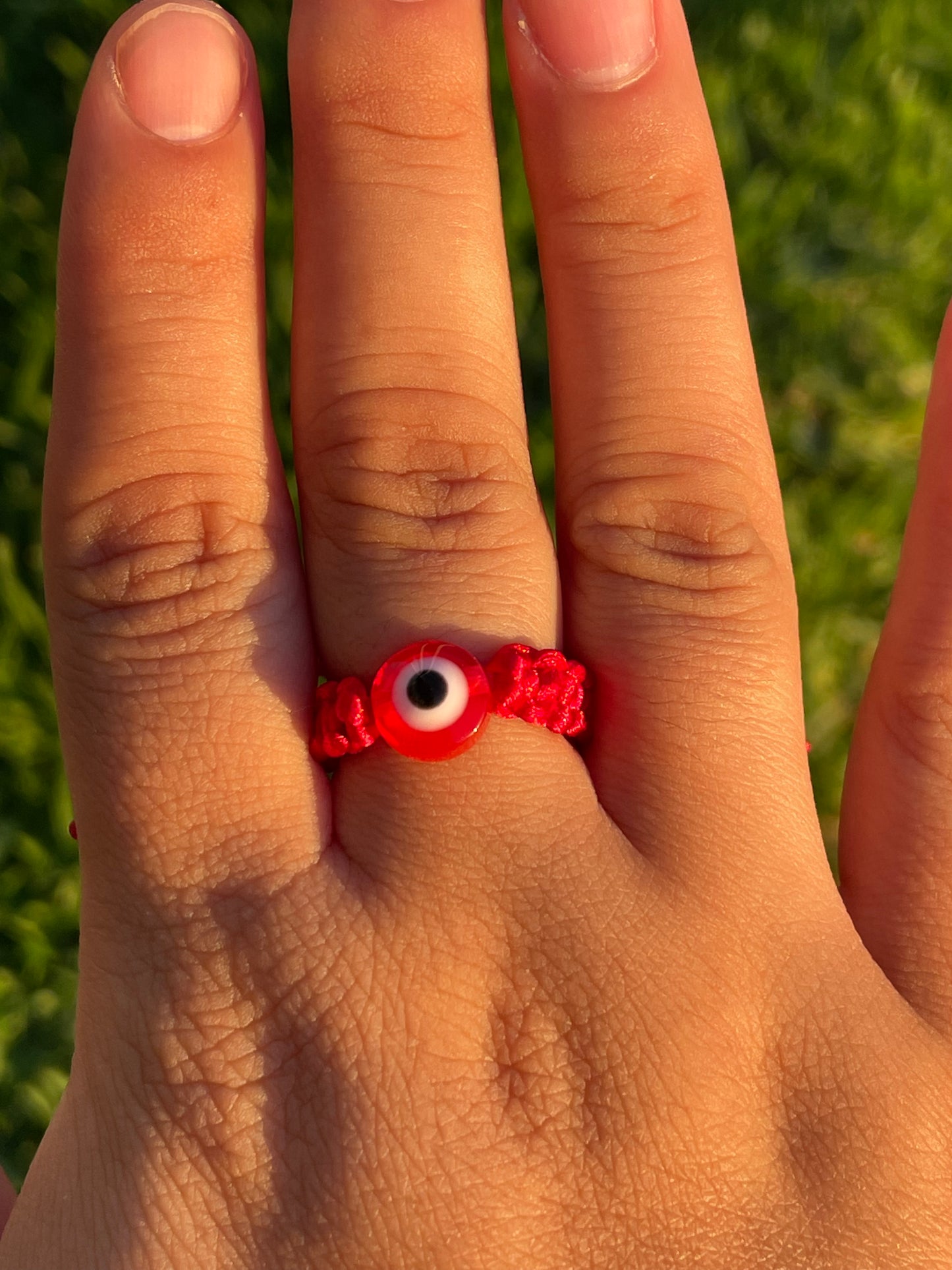 Red Evil Eye Rope Ring