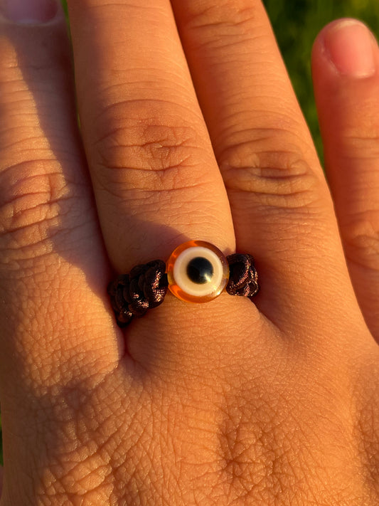 Brown Evil Eye Rope Ring