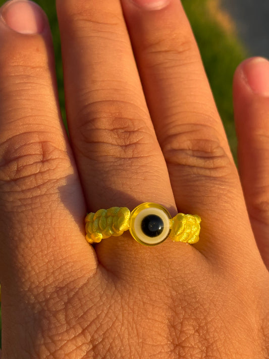 Yellow Evil Eye Rope Ring