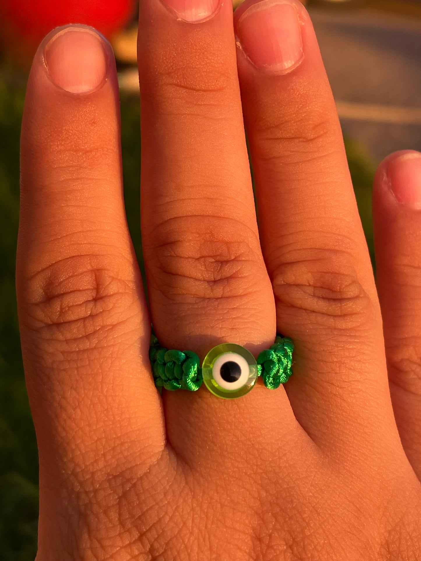 Light Green Evil Eye Rope Ring