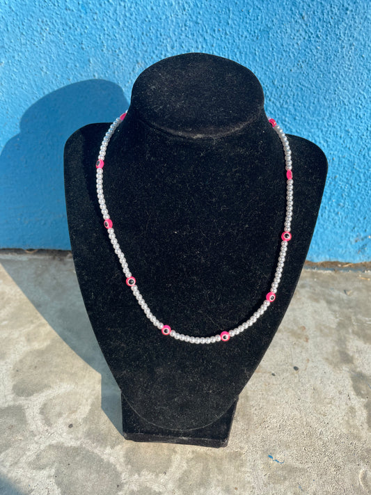 Violet Pearl Evil Eye Necklace