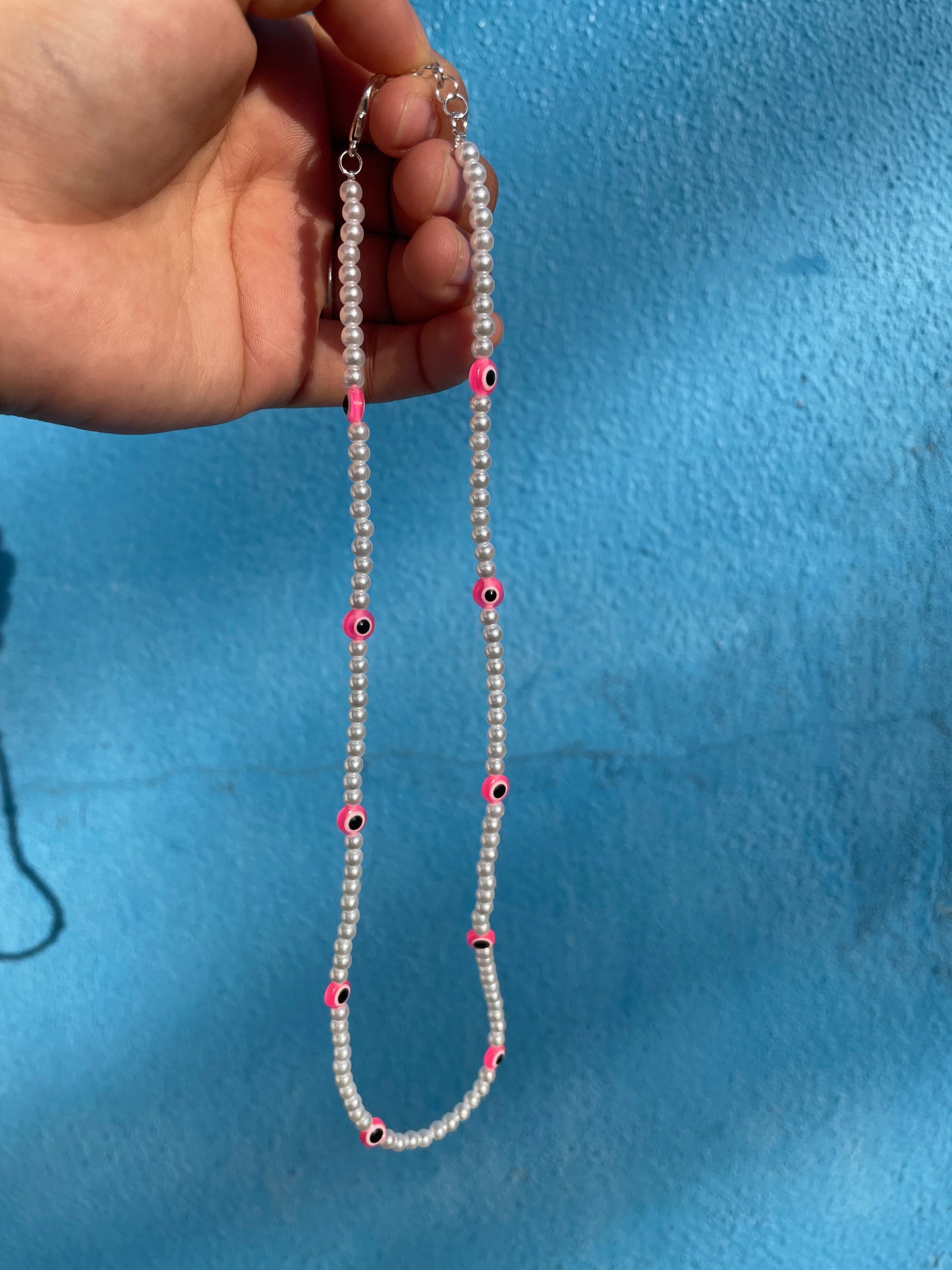Violet Pearl Evil Eye Necklace