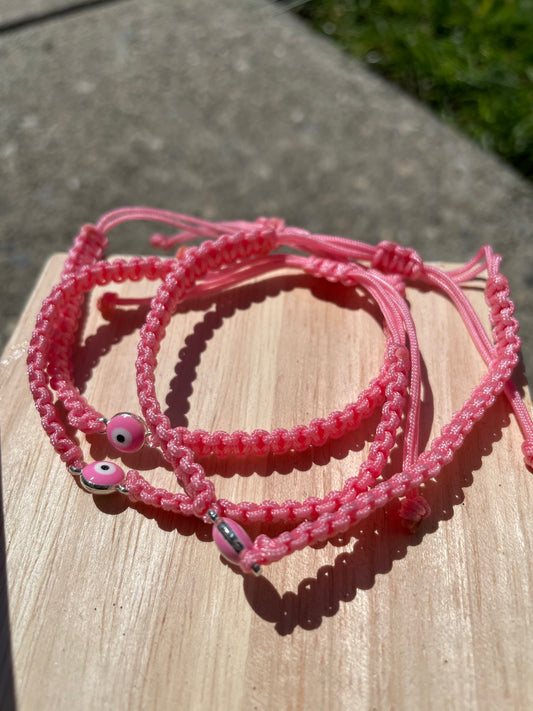 Pink Evil Eye Rope Bracelet