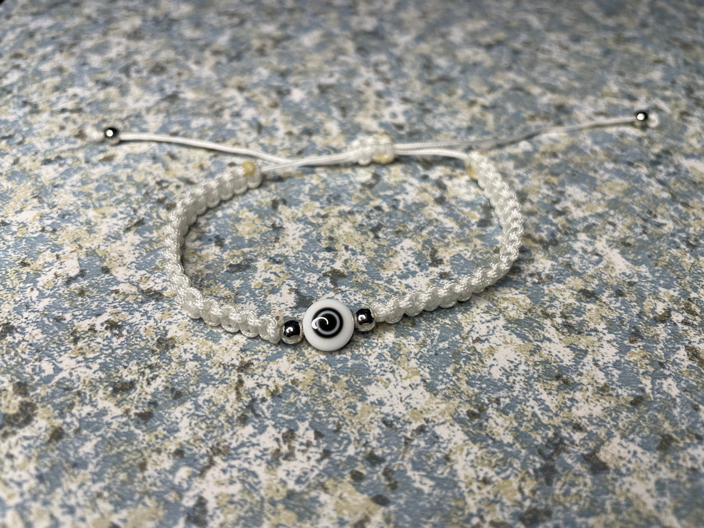 Black & White Evil Eye Adjustable Bracelet