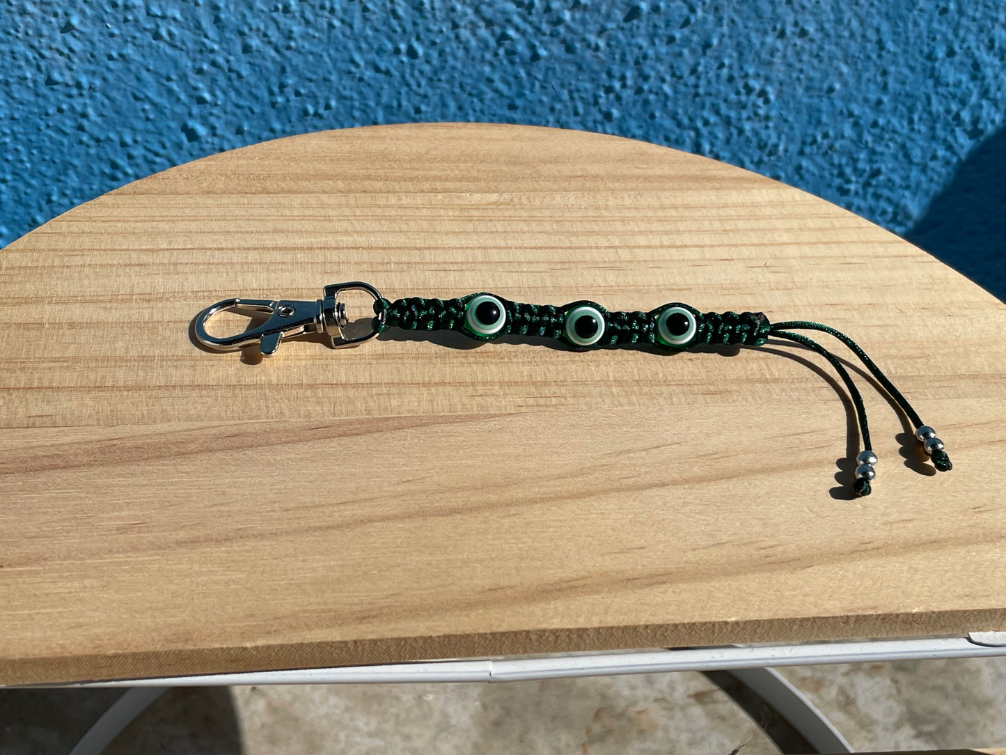 Dark Green Evil Eye Keychain