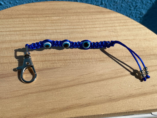Dark Blue Evil Eye Keychain